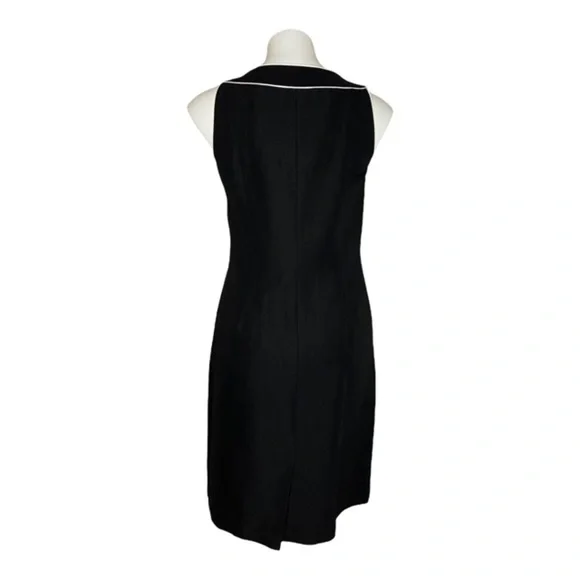 Ann Taylor Black Sheath Dress White Trim Size 6 - Picture 4 of 5